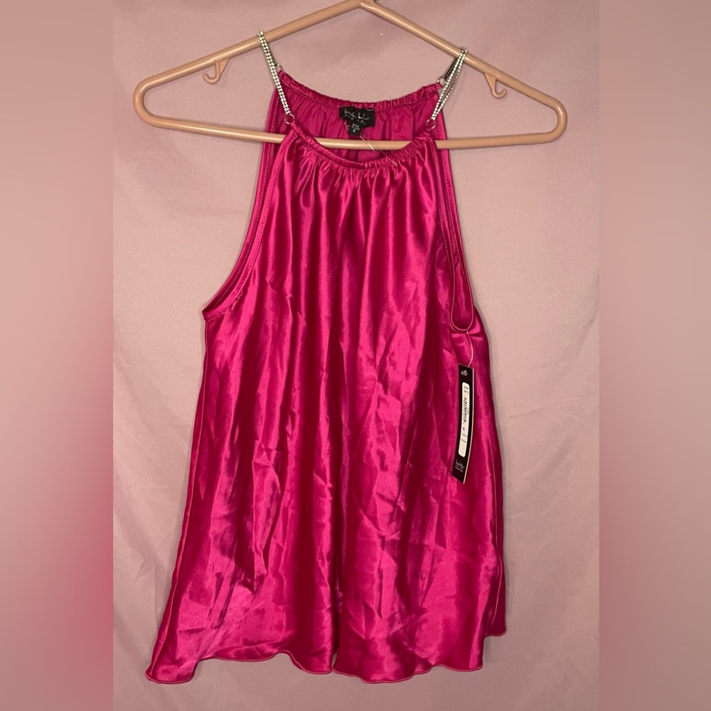 NWT Nicole Miller New York Women Pink Sleeveless rhinestones straps sz Sm Flowy